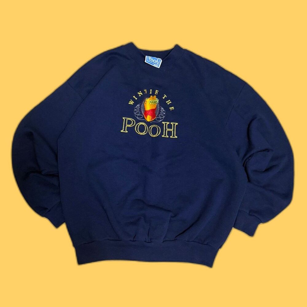 Vintage Disney Winnie the Pooh embroidered retro sweatshirt navy